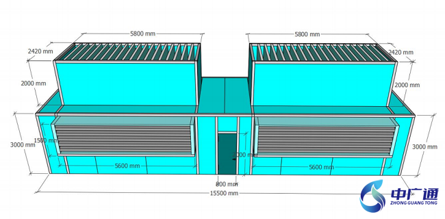 風(fēng)冷熱泵機組隔聲罩-正視圖